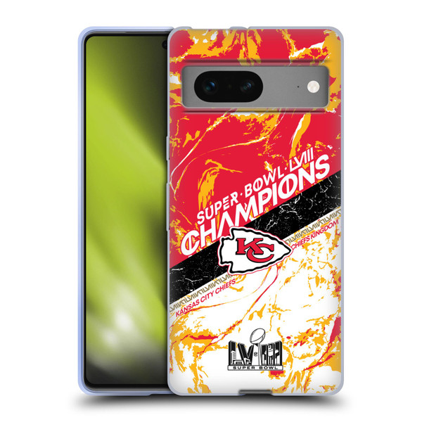 NFL 2024 Super Bowl LVIII Champions Kansas City Chiefs Marble Soft Gel Case for Google Pixel 7