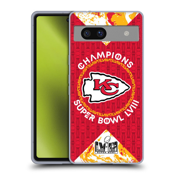 NFL 2024 Super Bowl LVIII Champions Kansas City Chiefs Patterns Soft Gel Case for Google Pixel 7a