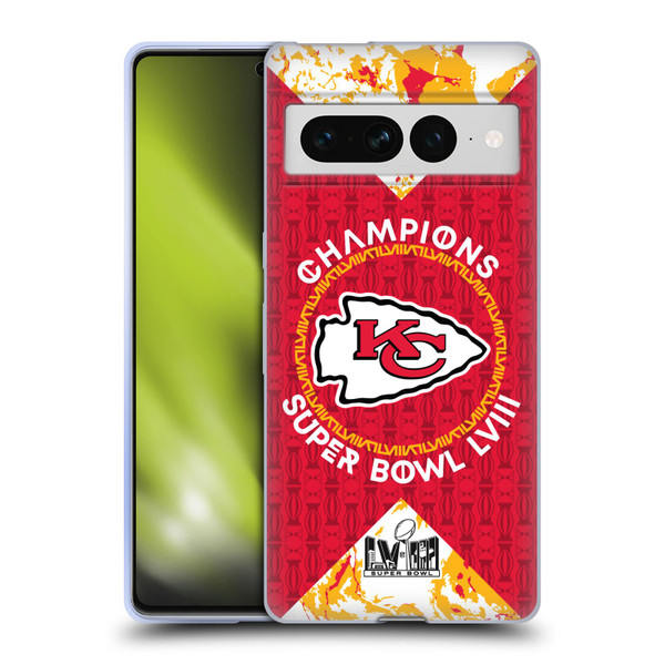 NFL 2024 Super Bowl LVIII Champions Kansas City Chiefs Patterns Soft Gel Case for Google Pixel 7 Pro