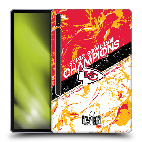 NFL 2024 Super Bowl LVIII Champions Kansas City Chiefs Marble Soft Gel Case for Samsung Galaxy Tab S8 Plus