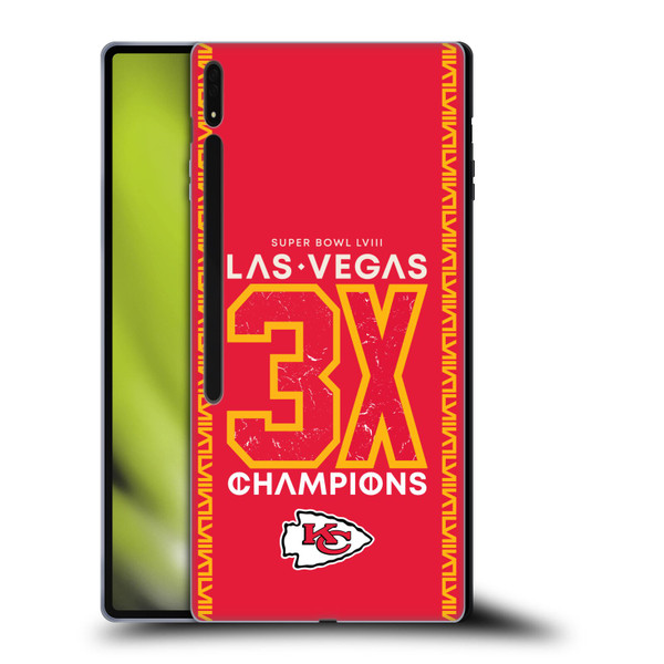 NFL 2024 Super Bowl LVIII Champions Kansas City Chiefs 3x Champ Soft Gel Case for Samsung Galaxy Tab S8 Ultra