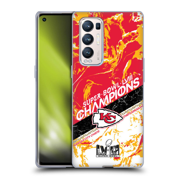 NFL 2024 Super Bowl LVIII Champions Kansas City Chiefs Marble Soft Gel Case for OPPO Find X3 Neo / Reno5 Pro+ 5G