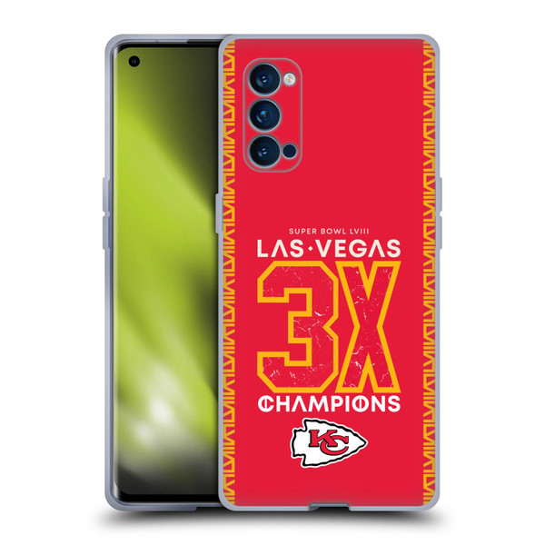 NFL 2024 Super Bowl LVIII Champions Kansas City Chiefs 3x Champ Soft Gel Case for OPPO Reno 4 Pro 5G