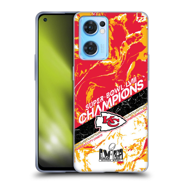 NFL 2024 Super Bowl LVIII Champions Kansas City Chiefs Marble Soft Gel Case for OPPO Reno7 5G / Find X5 Lite