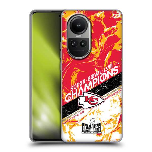 NFL 2024 Super Bowl LVIII Champions Kansas City Chiefs Marble Soft Gel Case for OPPO Reno10 5G / Reno10 Pro 5G