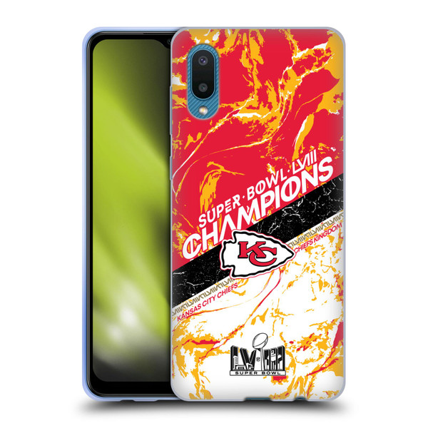 NFL 2024 Super Bowl LVIII Champions Kansas City Chiefs Marble Soft Gel Case for Samsung Galaxy A02/M02 (2021)