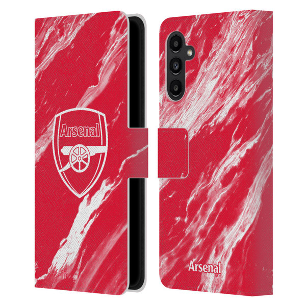 Arsenal FC Crest Patterns Red Marble Leather Book Wallet Case Cover For Samsung Galaxy A13 5G (2021)