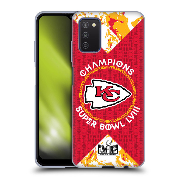 NFL 2024 Super Bowl LVIII Champions Kansas City Chiefs Patterns Soft Gel Case for Samsung Galaxy A03s (2021)