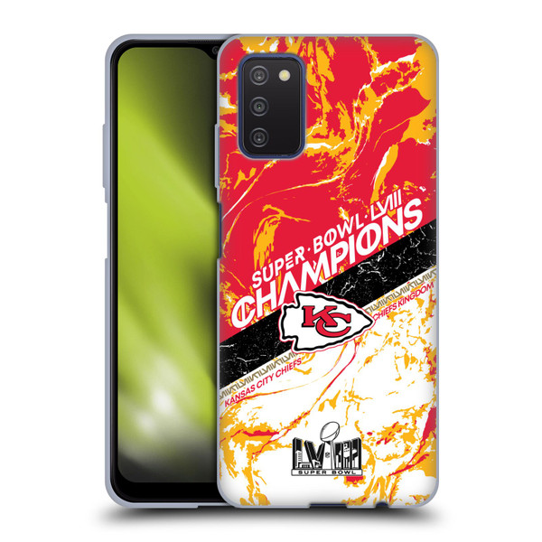 NFL 2024 Super Bowl LVIII Champions Kansas City Chiefs Marble Soft Gel Case for Samsung Galaxy A03s (2021)