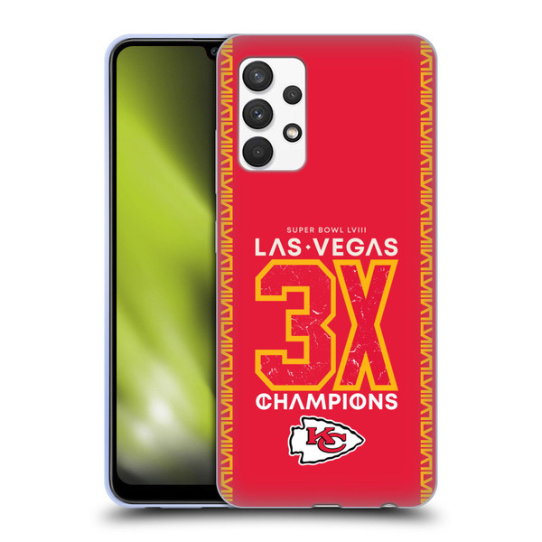 NFL 2024 Super Bowl LVIII Champions Kansas City Chiefs 3x Champ Soft Gel Case for Samsung Galaxy A32 (2021)