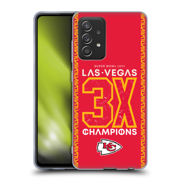 NFL 2024 Super Bowl LVIII Champions Kansas City Chiefs 3x Champ Soft Gel Case for Samsung Galaxy A52 / A52s / 5G (2021)