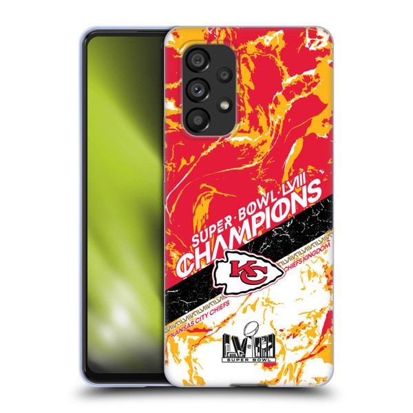 NFL 2024 Super Bowl LVIII Champions Kansas City Chiefs Marble Soft Gel Case for Samsung Galaxy A53 5G (2022)