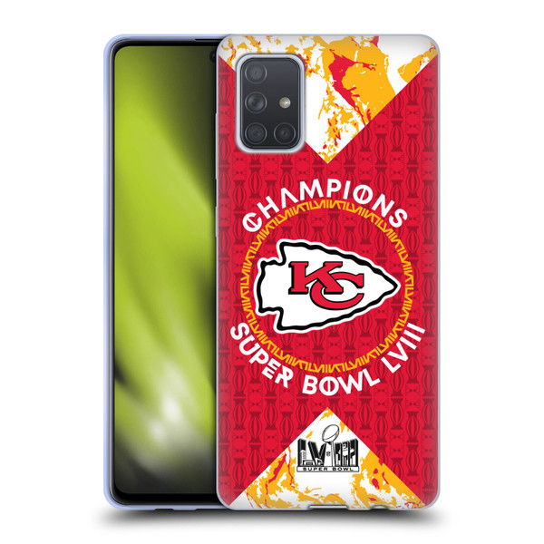 NFL 2024 Super Bowl LVIII Champions Kansas City Chiefs Patterns Soft Gel Case for Samsung Galaxy A71 (2019)