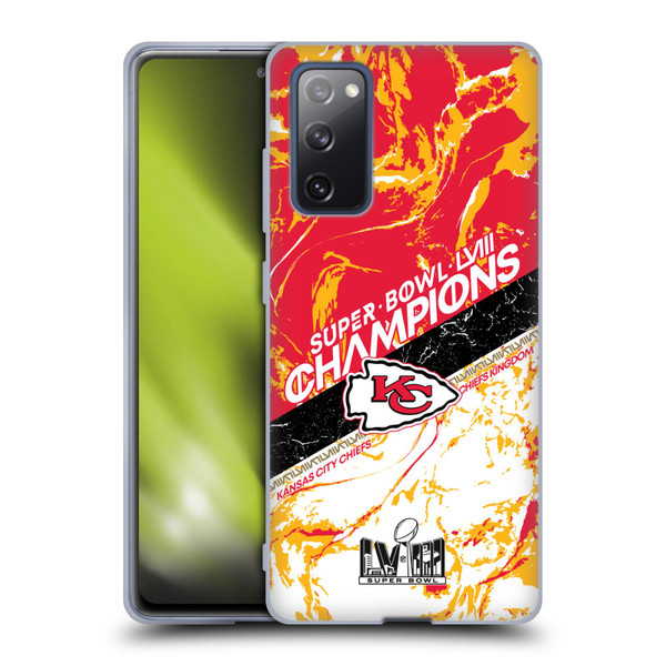 NFL 2024 Super Bowl LVIII Champions Kansas City Chiefs Marble Soft Gel Case for Samsung Galaxy S20 FE / 5G