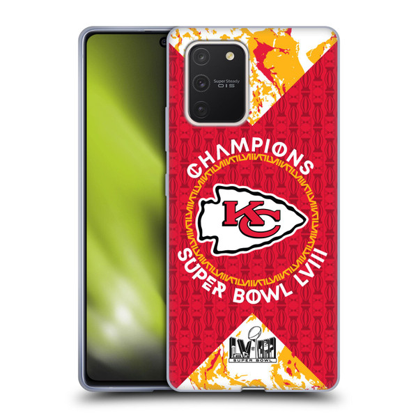 NFL 2024 Super Bowl LVIII Champions Kansas City Chiefs Patterns Soft Gel Case for Samsung Galaxy S10 Lite