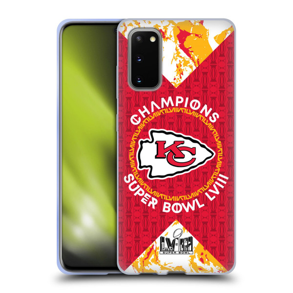 NFL 2024 Super Bowl LVIII Champions Kansas City Chiefs Patterns Soft Gel Case for Samsung Galaxy S20 / S20 5G