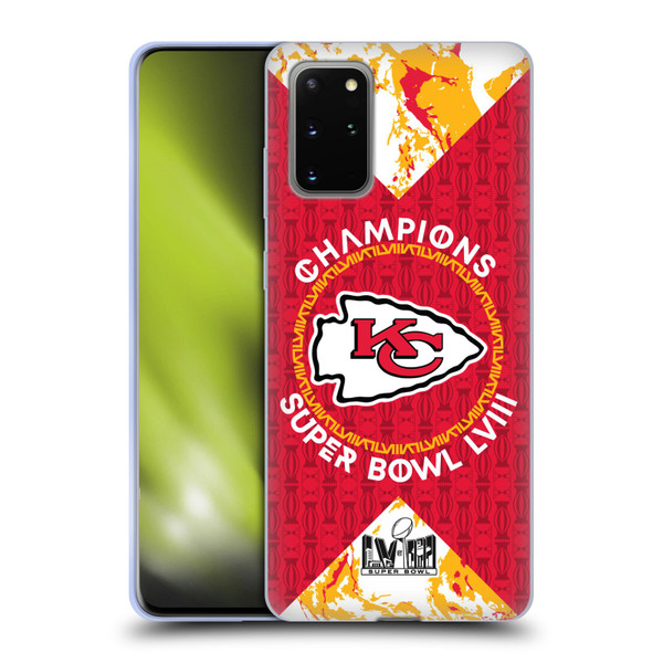 NFL 2024 Super Bowl LVIII Champions Kansas City Chiefs Patterns Soft Gel Case for Samsung Galaxy S20+ / S20+ 5G