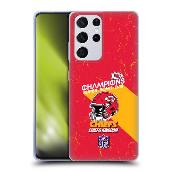 NFL 2024 Super Bowl LVIII Champions Kansas City Chiefs Helmet Soft Gel Case for Samsung Galaxy S21 Ultra 5G