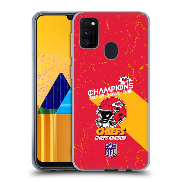 NFL 2024 Super Bowl LVIII Champions Kansas City Chiefs Helmet Soft Gel Case for Samsung Galaxy M30s (2019)/M21 (2020)