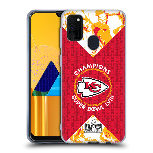 NFL 2024 Super Bowl LVIII Champions Kansas City Chiefs Patterns Soft Gel Case for Samsung Galaxy M30s (2019)/M21 (2020)