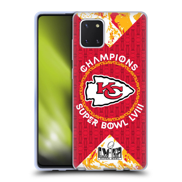 NFL 2024 Super Bowl LVIII Champions Kansas City Chiefs Patterns Soft Gel Case for Samsung Galaxy Note10 Lite