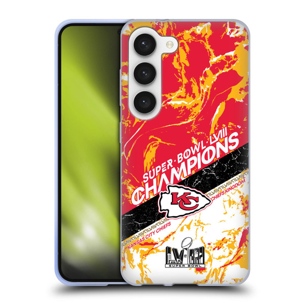 NFL 2024 Super Bowl LVIII Champions Kansas City Chiefs Marble Soft Gel Case for Samsung Galaxy S23 5G