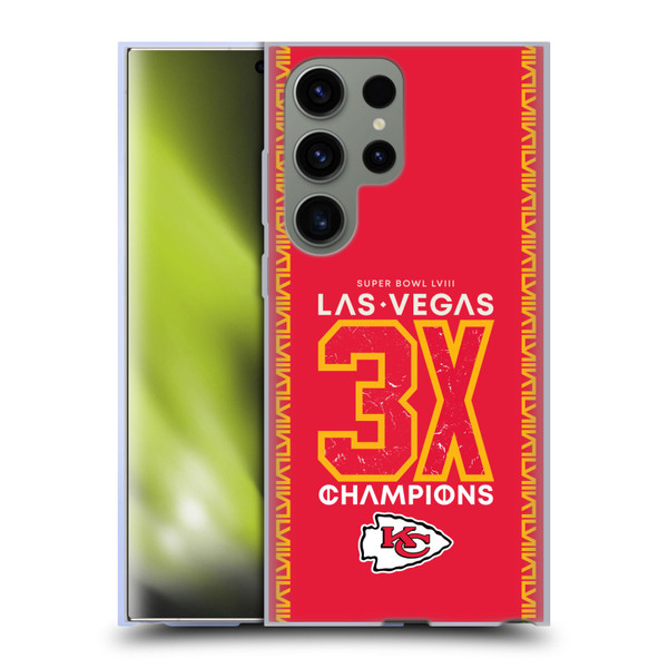 NFL 2024 Super Bowl LVIII Champions Kansas City Chiefs 3x Champ Soft Gel Case for Samsung Galaxy S23 Ultra 5G