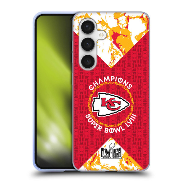 NFL 2024 Super Bowl LVIII Champions Kansas City Chiefs Patterns Soft Gel Case for Samsung Galaxy S24 5G