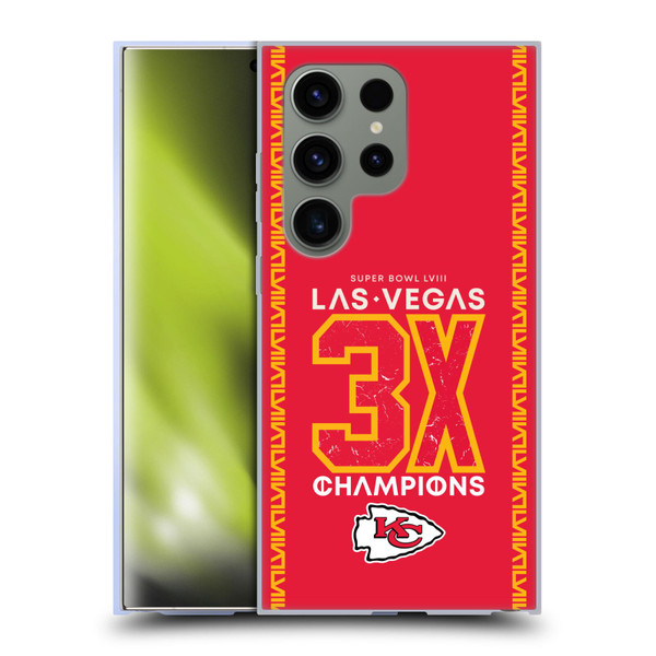 NFL 2024 Super Bowl LVIII Champions Kansas City Chiefs 3x Champ Soft Gel Case for Samsung Galaxy S24 Ultra 5G