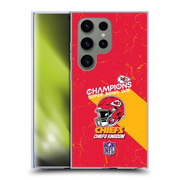 NFL 2024 Super Bowl LVIII Champions Kansas City Chiefs Helmet Soft Gel Case for Samsung Galaxy S24 Ultra 5G