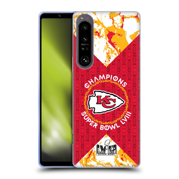 NFL 2024 Super Bowl LVIII Champions Kansas City Chiefs Patterns Soft Gel Case for Sony Xperia 1 IV