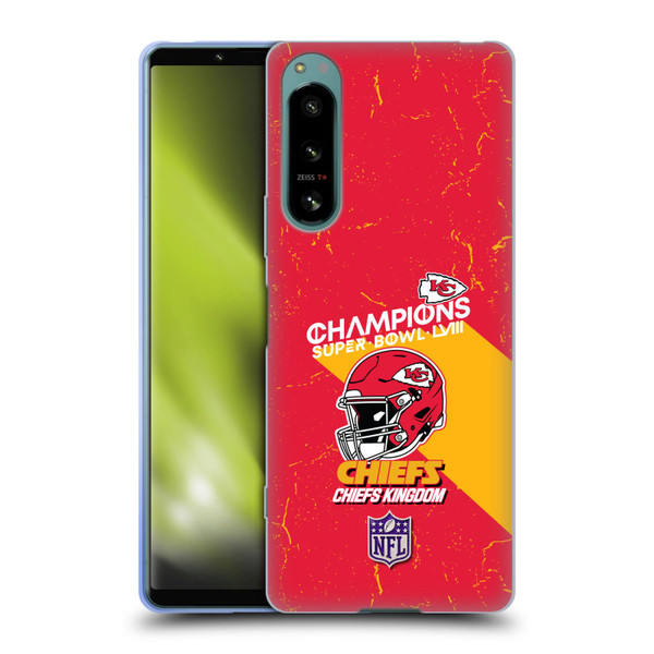 NFL 2024 Super Bowl LVIII Champions Kansas City Chiefs Helmet Soft Gel Case for Sony Xperia 5 IV