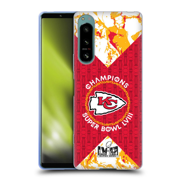 NFL 2024 Super Bowl LVIII Champions Kansas City Chiefs Patterns Soft Gel Case for Sony Xperia 5 IV