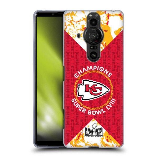 NFL 2024 Super Bowl LVIII Champions Kansas City Chiefs Patterns Soft Gel Case for Sony Xperia Pro-I