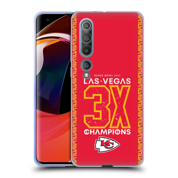 NFL 2024 Super Bowl LVIII Champions Kansas City Chiefs 3x Champ Soft Gel Case for Xiaomi Mi 10 5G / Mi 10 Pro 5G