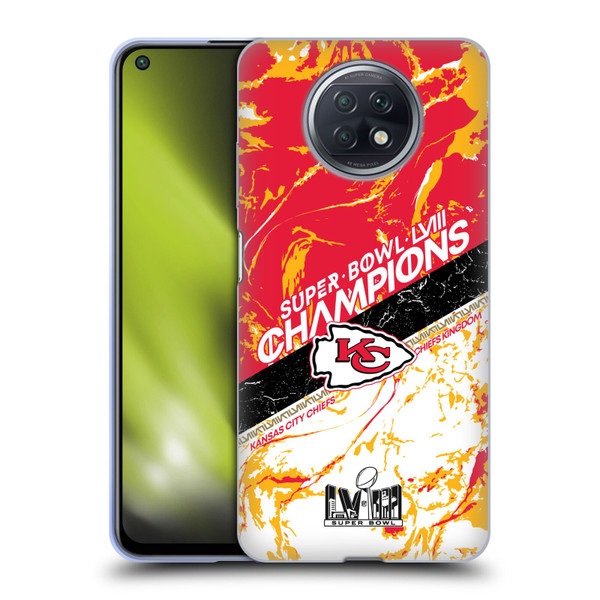 NFL 2024 Super Bowl LVIII Champions Kansas City Chiefs Marble Soft Gel Case for Xiaomi Redmi Note 9T 5G