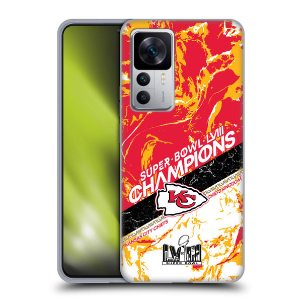 NFL 2024 Super Bowl LVIII Champions Kansas City Chiefs Marble Soft Gel Case for Xiaomi 12T 5G / 12T Pro 5G / Redmi K50 Ultra 5G