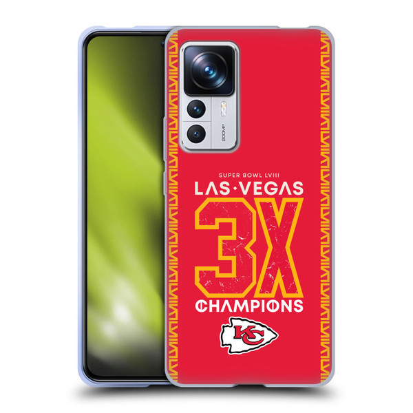 NFL 2024 Super Bowl LVIII Champions Kansas City Chiefs 3x Champ Soft Gel Case for Xiaomi 12T Pro