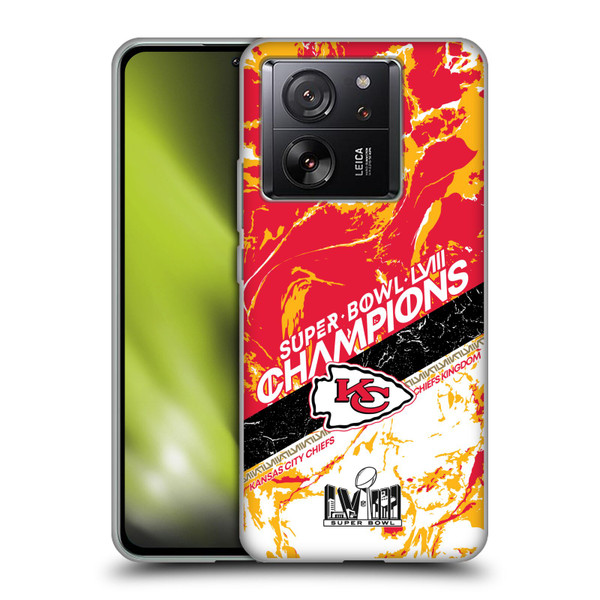 NFL 2024 Super Bowl LVIII Champions Kansas City Chiefs Marble Soft Gel Case for Xiaomi 13T 5G / 13T Pro 5G