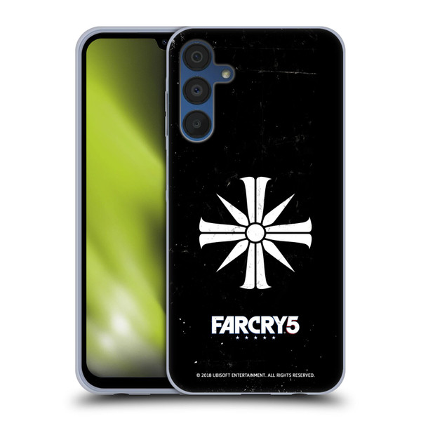 Far Cry 5 Key Art And Logo Distressed Look Cult Emblem Soft Gel Case for Samsung Galaxy A15