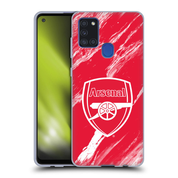 Arsenal FC Crest Patterns Red Marble Soft Gel Case for Samsung Galaxy A21s (2020)