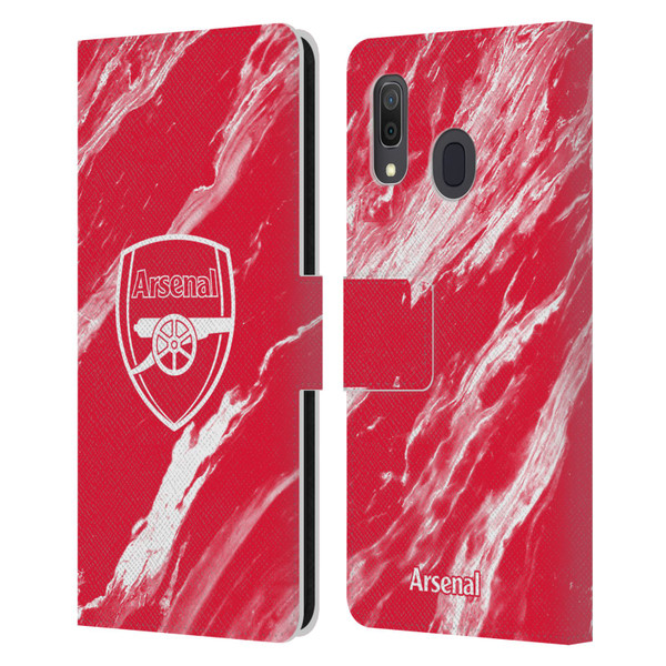 Arsenal FC Crest Patterns Red Marble Leather Book Wallet Case Cover For Samsung Galaxy A33 5G (2022)