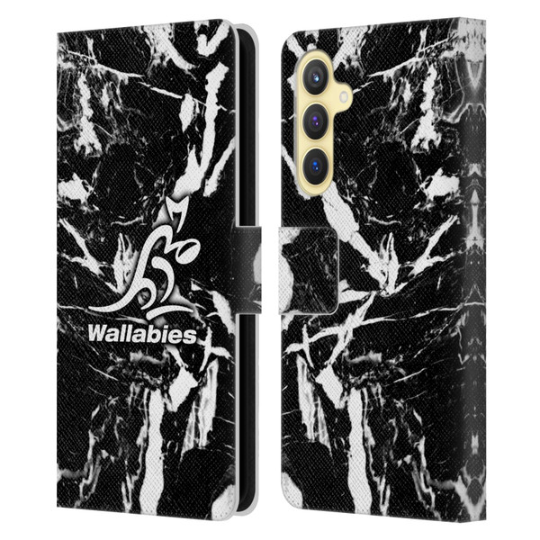 Australia National Rugby Union Team Crest Black Marble Leather Book Wallet Case Cover For Samsung Galaxy S23 FE 5G