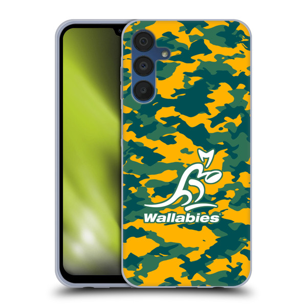 Australia National Rugby Union Team Crest Camouflage Soft Gel Case for Samsung Galaxy A15