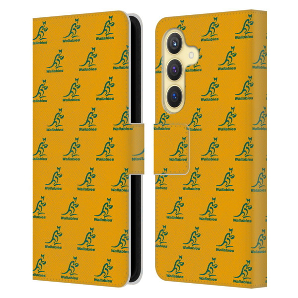 Australia National Rugby Union Team Crest Pattern Leather Book Wallet Case Cover For Samsung Galaxy S24 5G