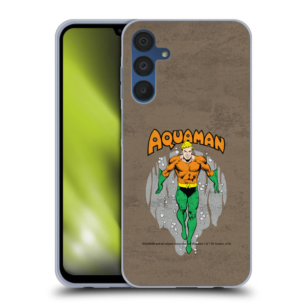 Aquaman DC Comics Fast Fashion Classic Distressed Look Soft Gel Case for Samsung Galaxy A15