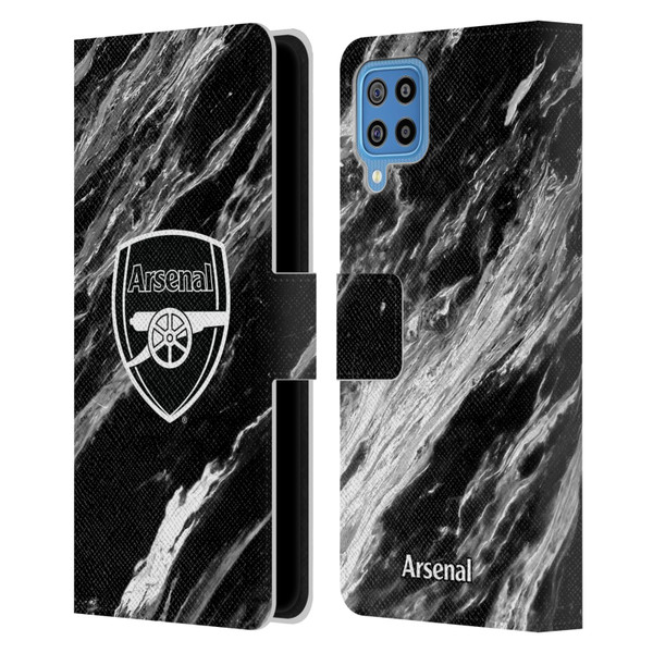 Arsenal FC Crest Patterns Marble Leather Book Wallet Case Cover For Samsung Galaxy F22 (2021)