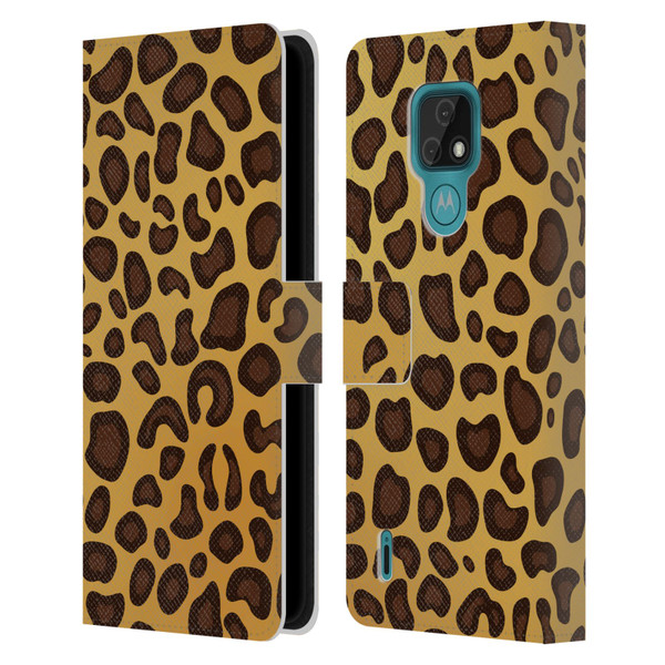 Haroulita Animal Prints Leopard Leather Book Wallet Case Cover For Motorola Moto E7