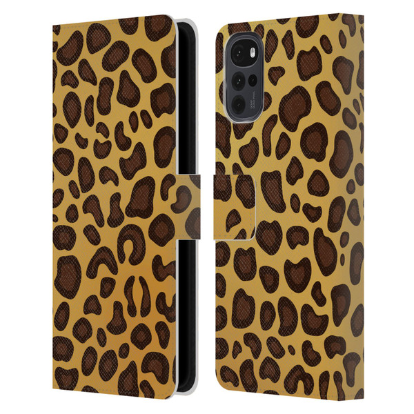 Haroulita Animal Prints Leopard Leather Book Wallet Case Cover For Motorola Moto G22