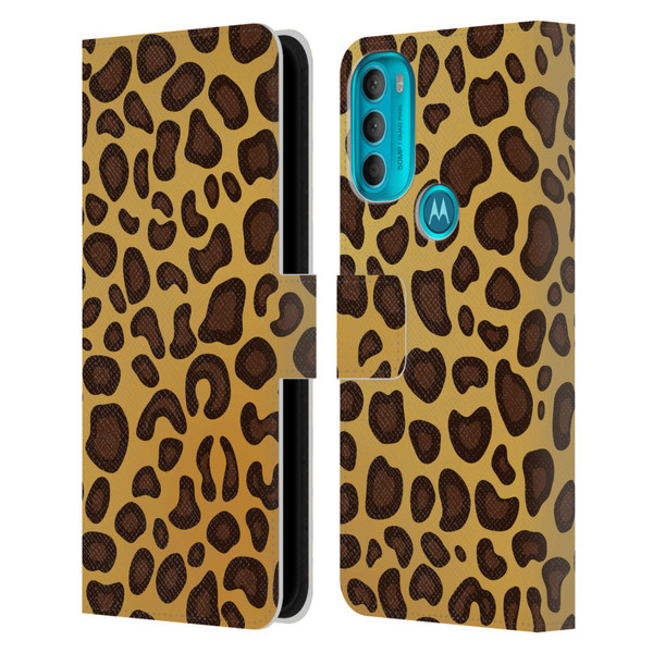 Haroulita Animal Prints Leopard Leather Book Wallet Case Cover For Motorola Moto G71 5G